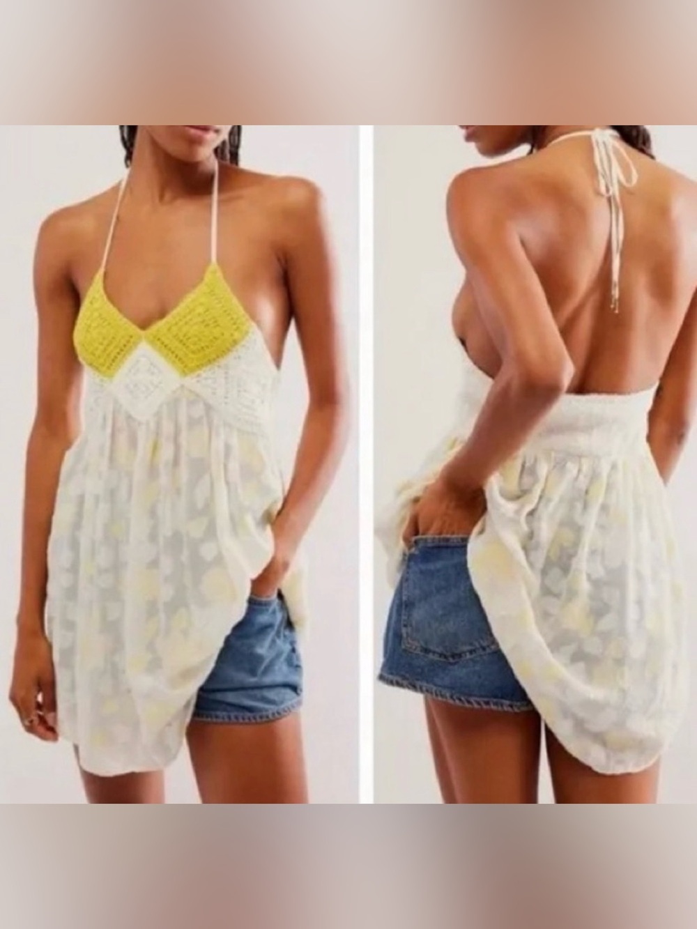 Free People babydoll halter top. XS